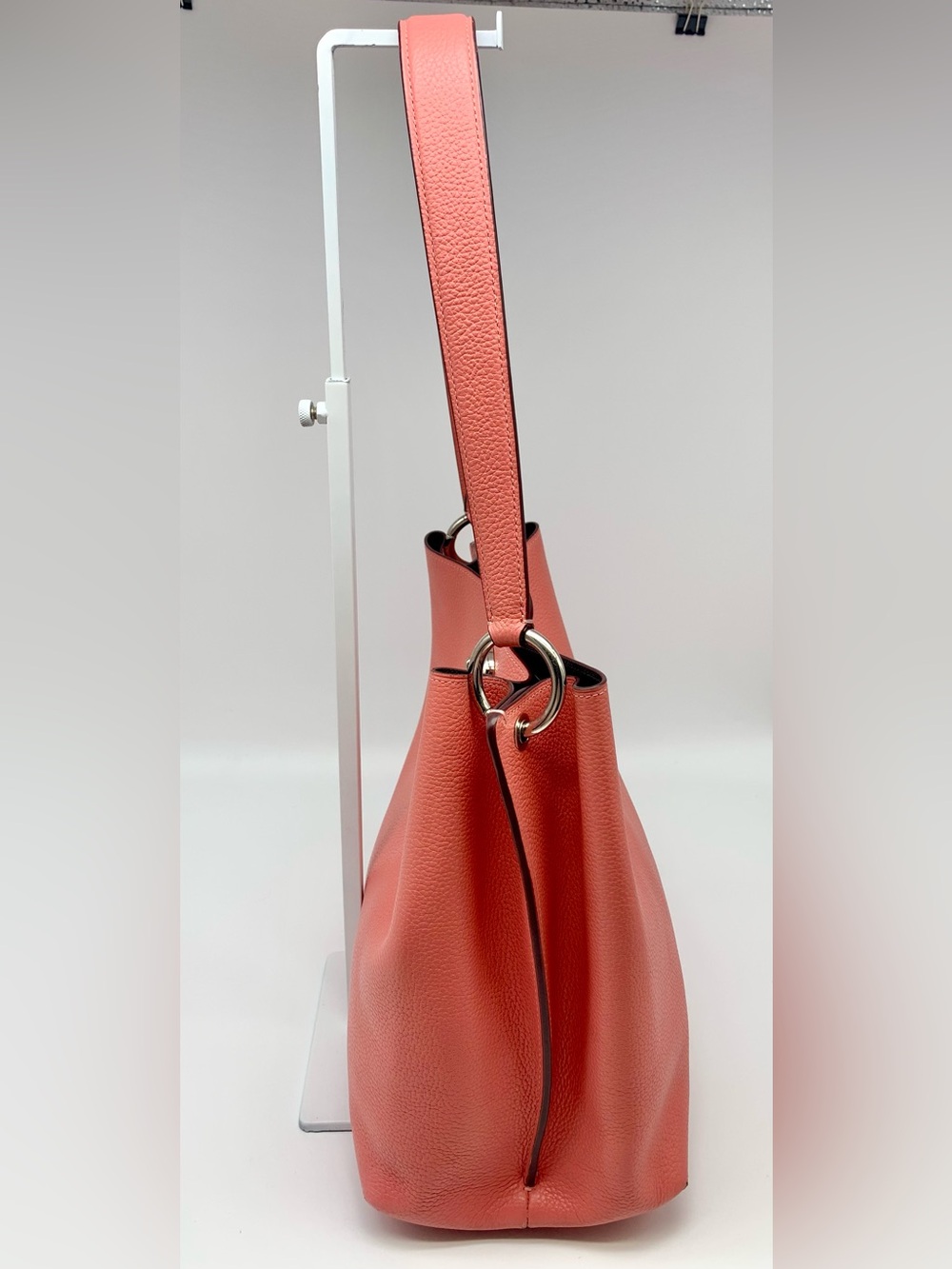Coach Charlie Bucket Bag 55200 Coral Pebbled Leather Shoulder Tote - Picture 4 of 16